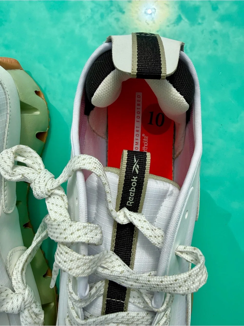 Reebok White Sneakers with Black and Red Details